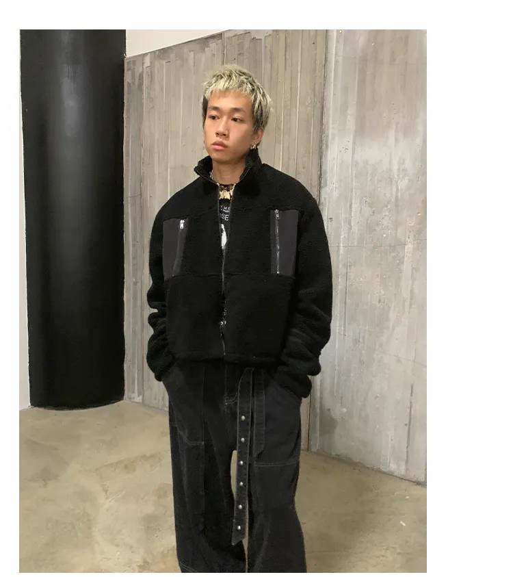 Different Material Splicing Street Jacket