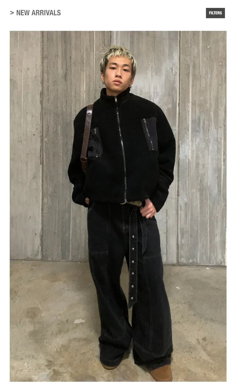 Different Material Splicing Street Jacket