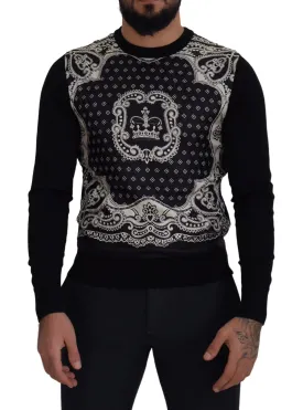 Dolce & Gabbana Black Bandana Crewneck Pullover Sweater