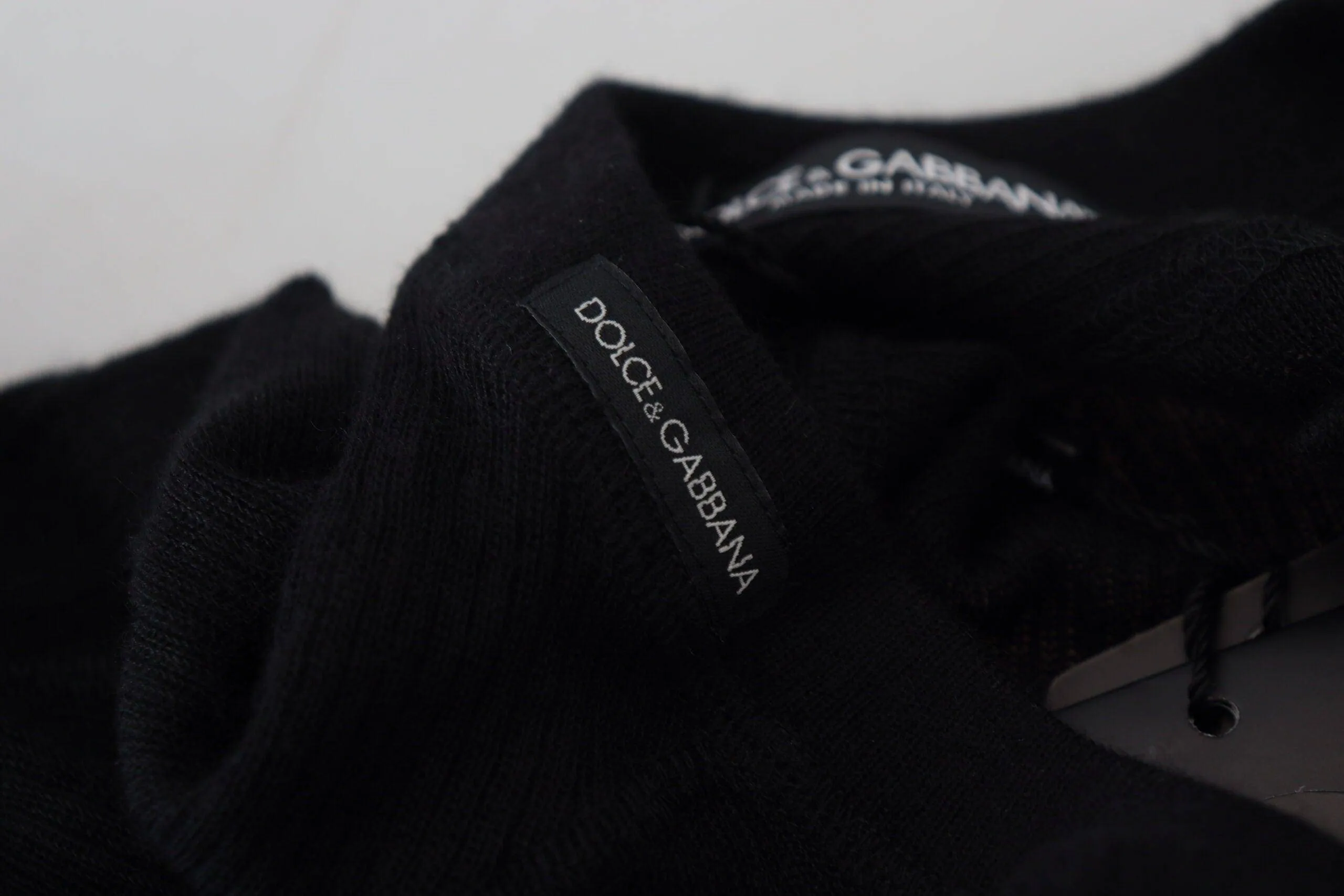 Dolce & Gabbana Black Cashmere Button Pullover Sweater