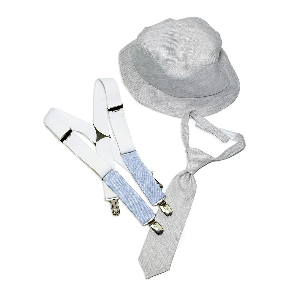 Dolce Bambini - Baby Boy 3 Piece Grey Marle Linen Suit