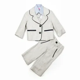 Dolce Bambini - Baby Boy 3 Piece Grey Marle Linen Suit