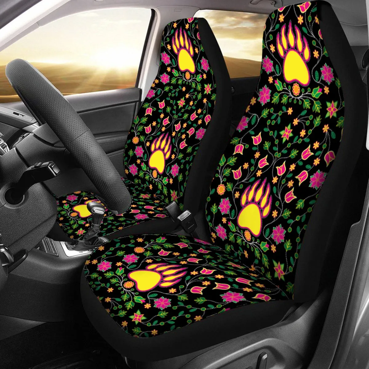 Floral Bearpaw Universal Car Seat Cover With Thickened Back
