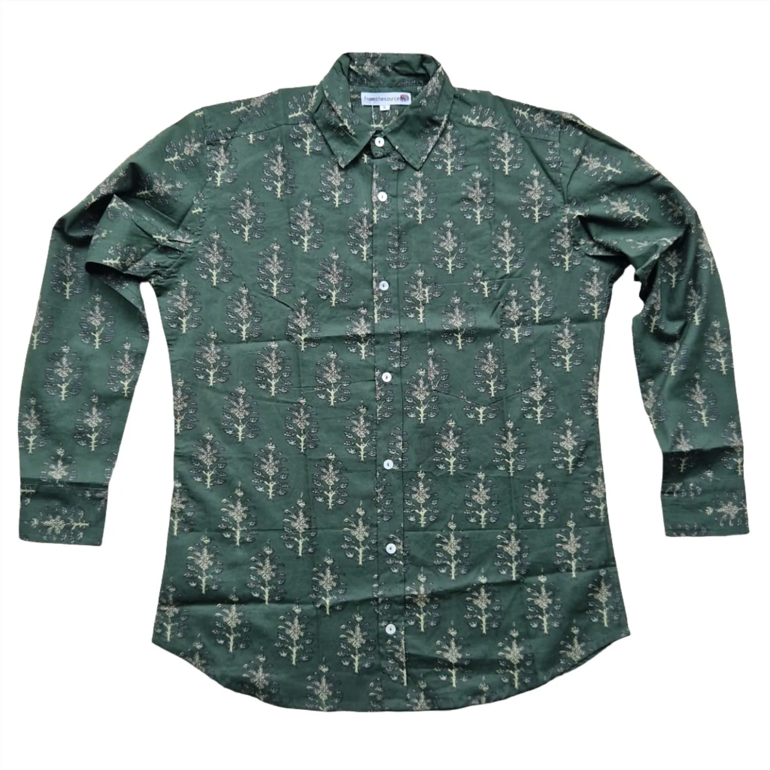floral block print cotton men's shirt