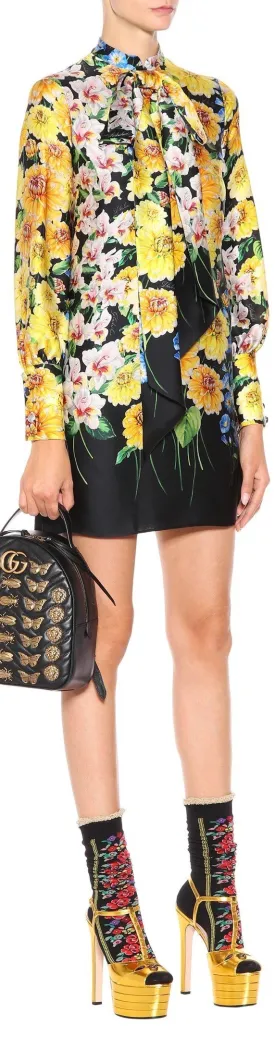 Floral-Printed Silk Dress