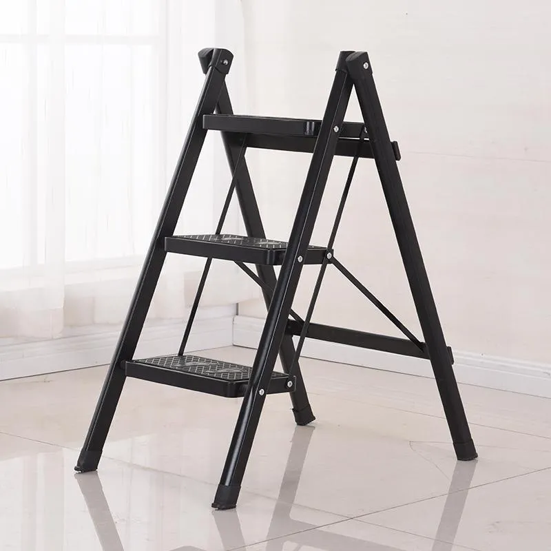 folding step ladder stool three-step thickened iron pipe indoor ladder three-step ladder kitchen ladder