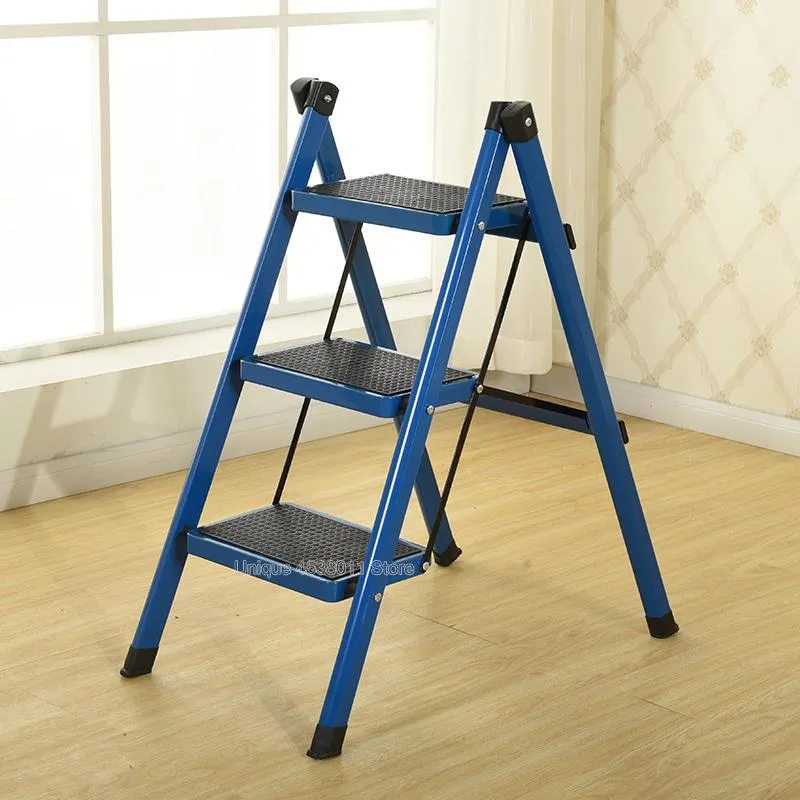 folding step ladder stool three-step thickened iron pipe indoor ladder three-step ladder kitchen ladder