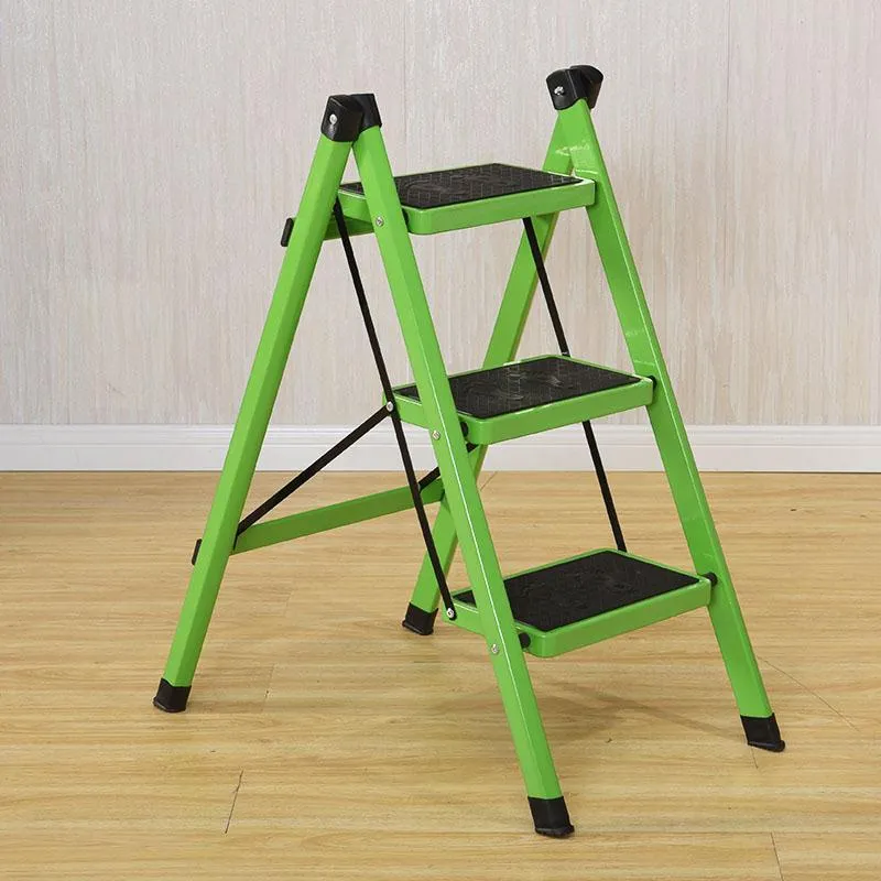 folding step ladder stool three-step thickened iron pipe indoor ladder three-step ladder kitchen ladder