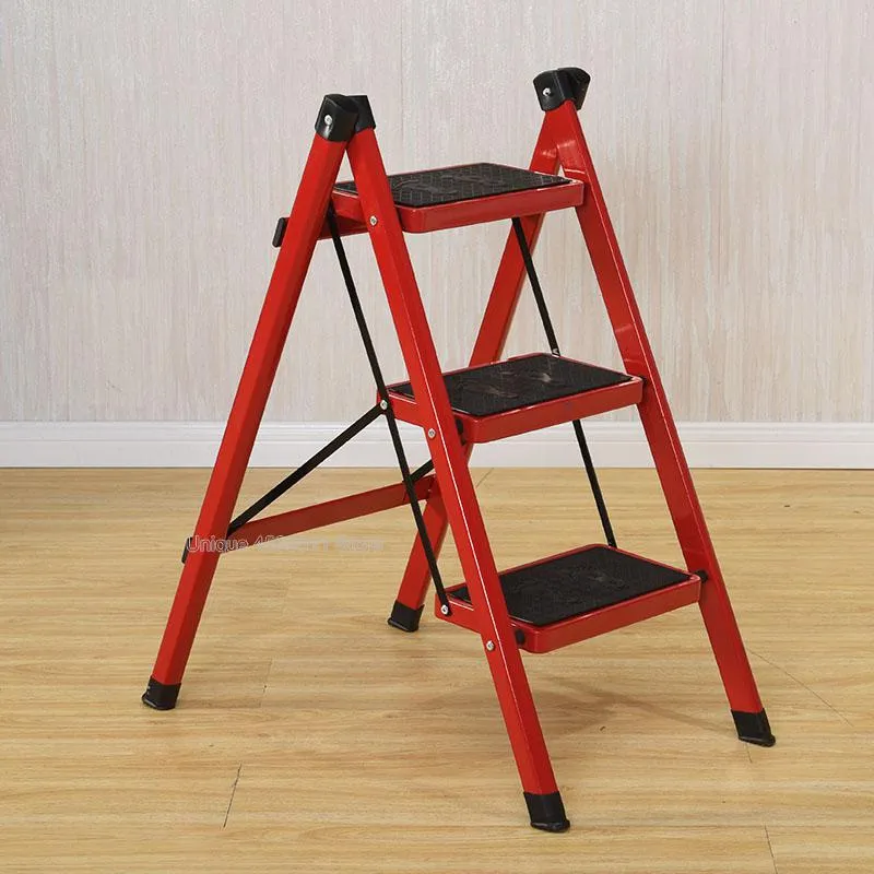 folding step ladder stool three-step thickened iron pipe indoor ladder three-step ladder kitchen ladder