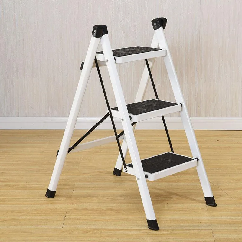 folding step ladder stool three-step thickened iron pipe indoor ladder three-step ladder kitchen ladder