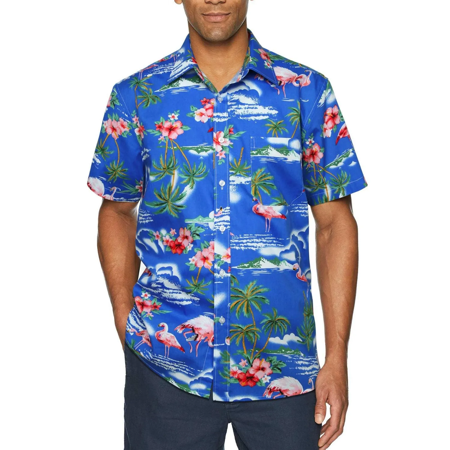 Funky Hawaiian Shirts with Pocket - BLUE