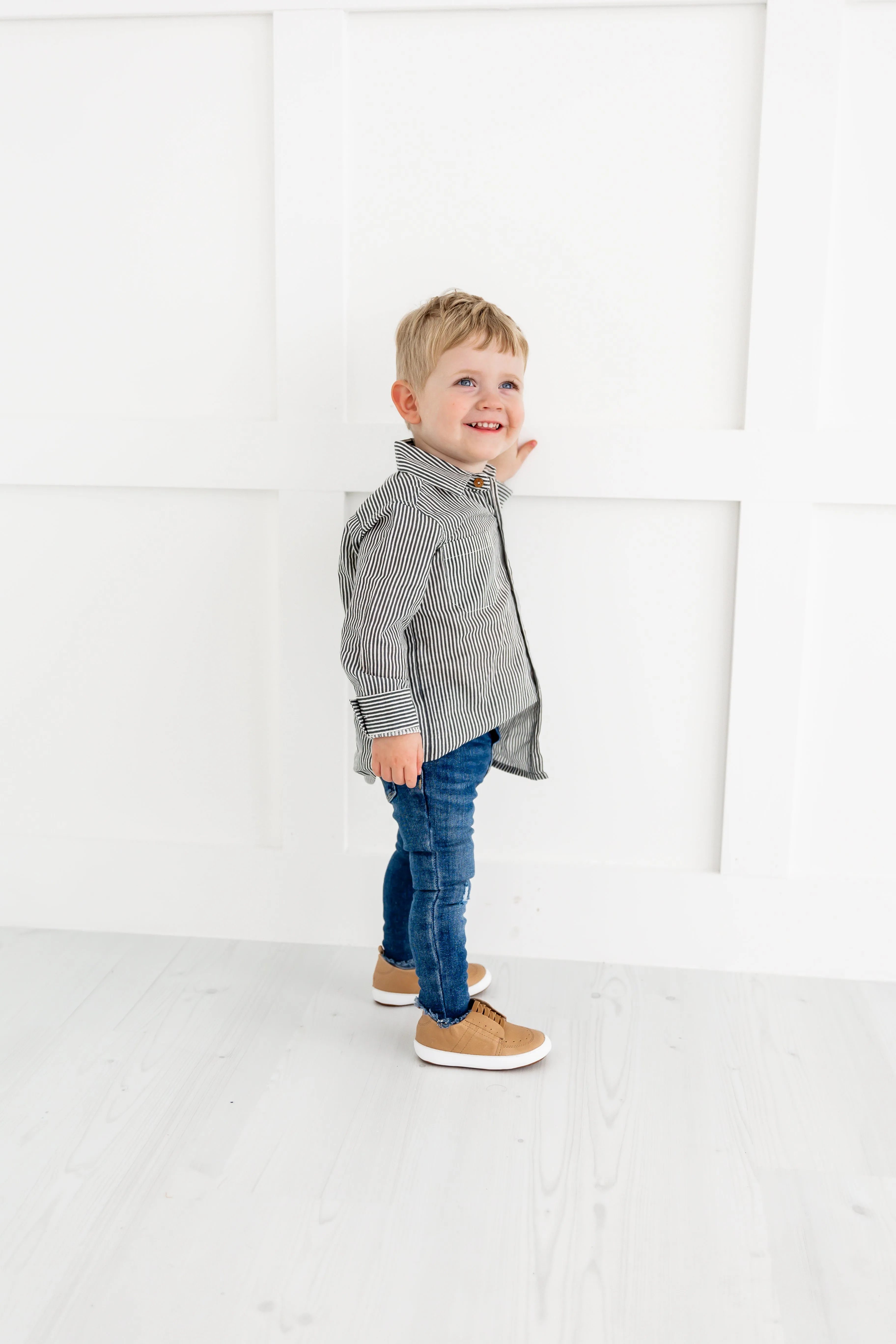 Grey Stripes Printed Boys Shirts
