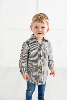 Grey Stripes Printed Boys Shirts