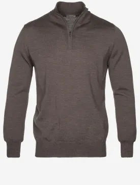 Half Zip Mock Neck Jumper Brown