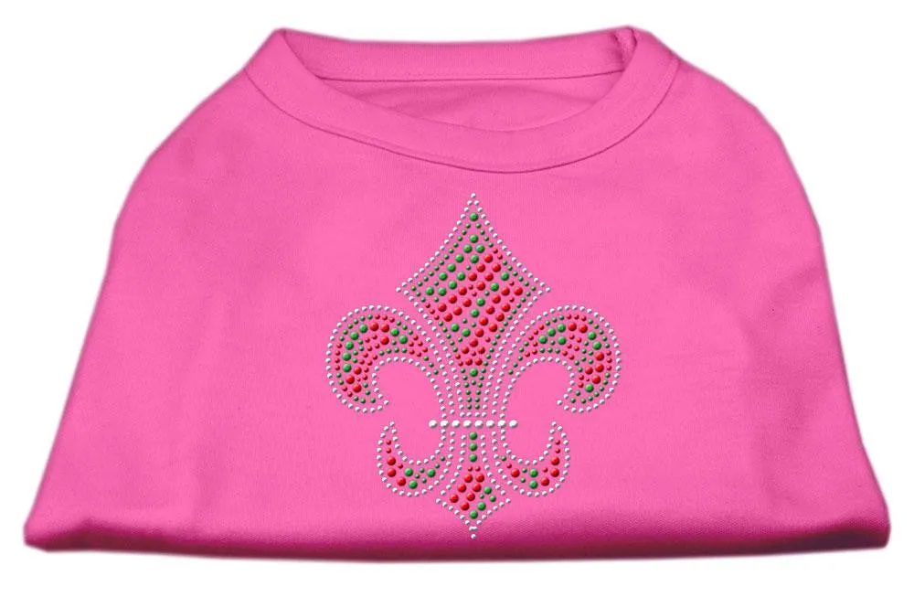 Holiday Fleur de lis Rhinestone Shirts Bright Pink S (10)