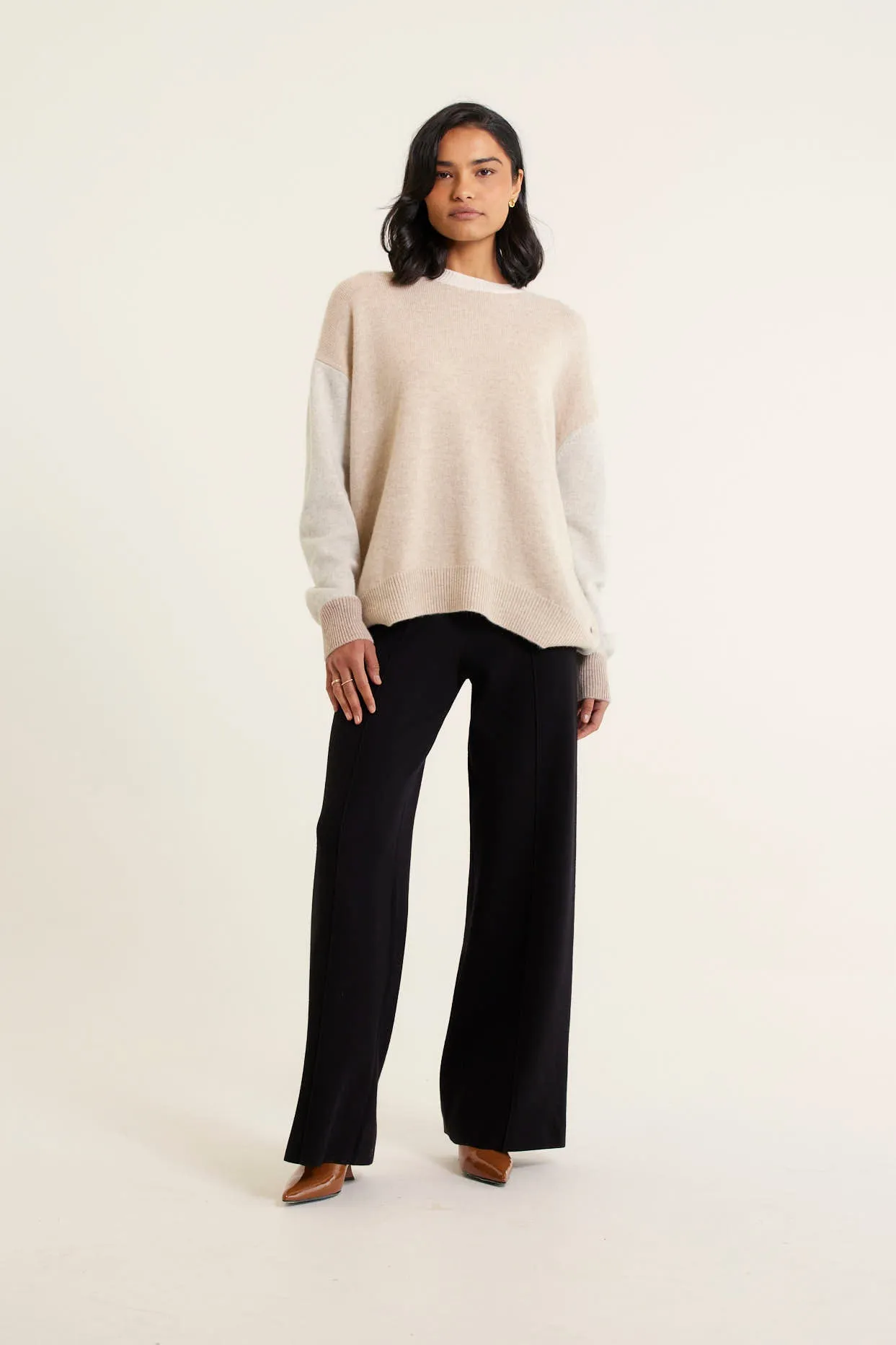 Hudson Cashmere Sweater In Biscuit