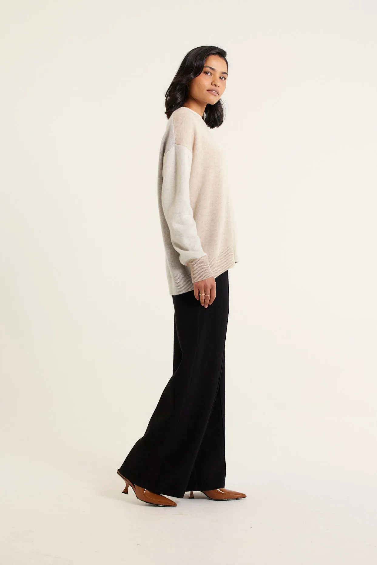 Hudson Cashmere Sweater In Biscuit