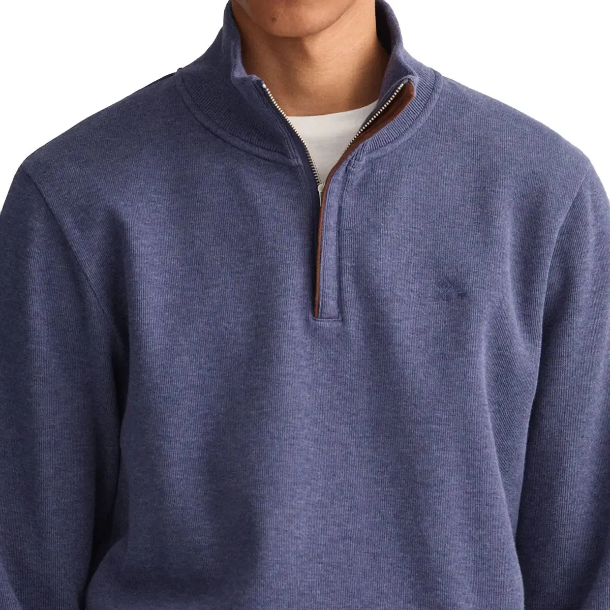 Jean Blue Sacker Rib Half-Zip Sweatshirt