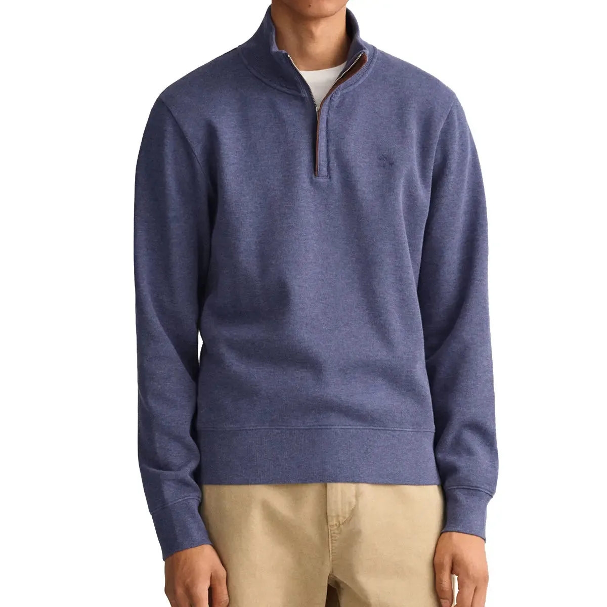 Jean Blue Sacker Rib Half-Zip Sweatshirt