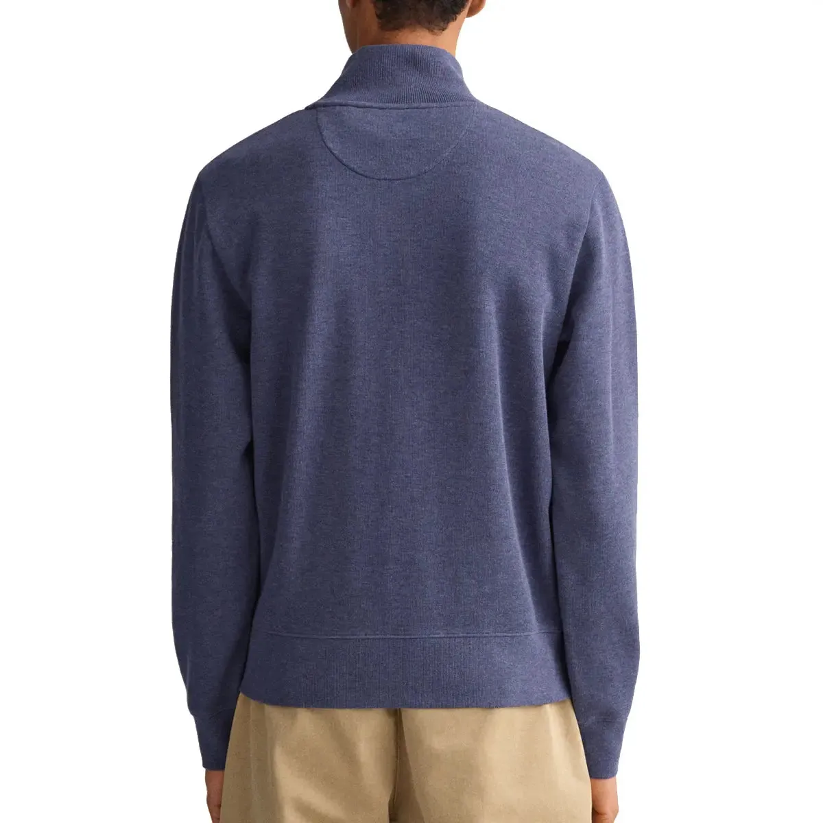 Jean Blue Sacker Rib Half-Zip Sweatshirt