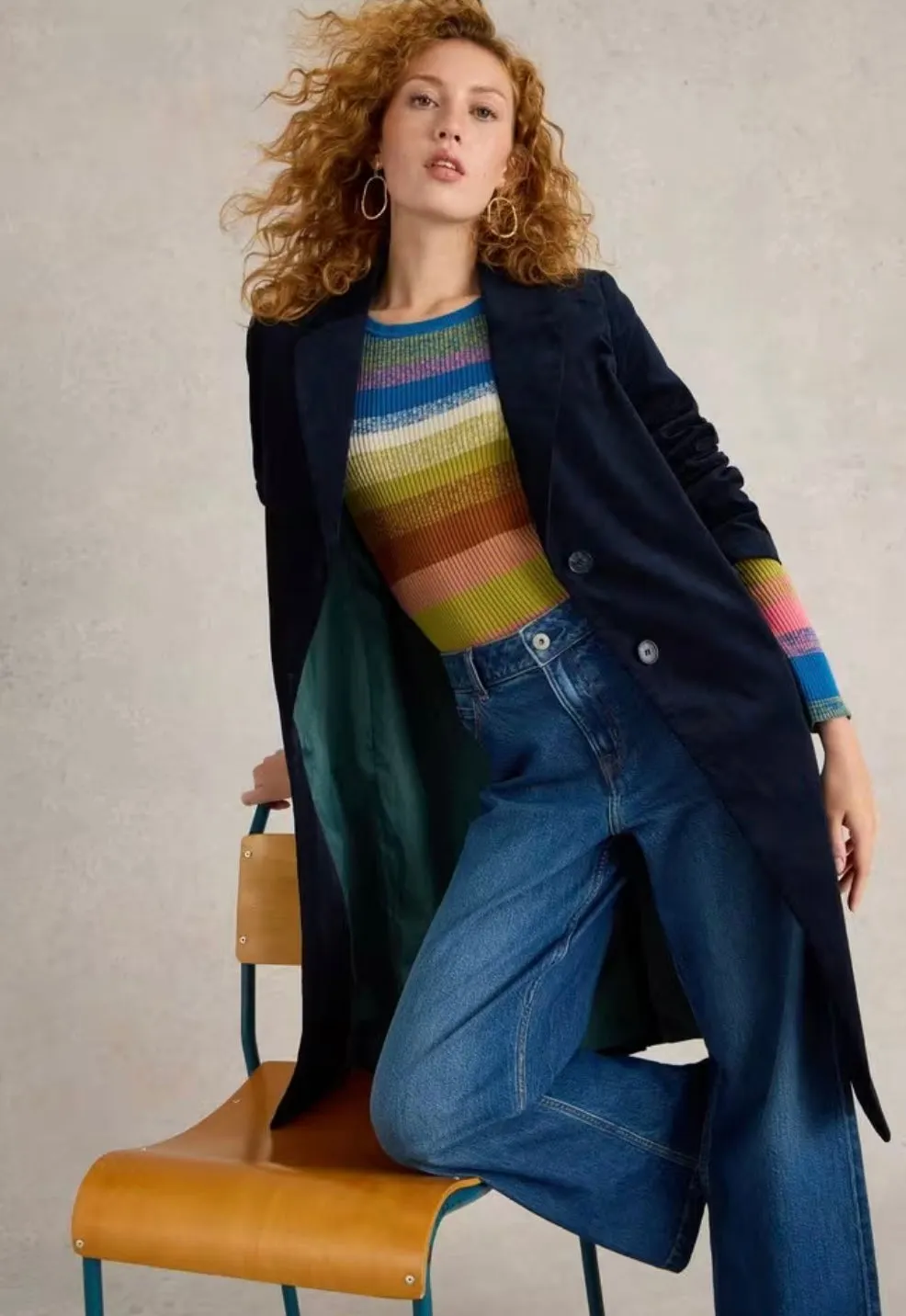 Kamila Navy Velvet Coat