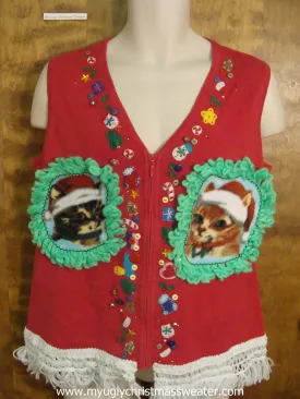 Knickknacks Fun Xmas Decorations Christmas Cat Ugly Sweater Vest