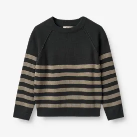 Knit Pullover Benja - black beige stripe