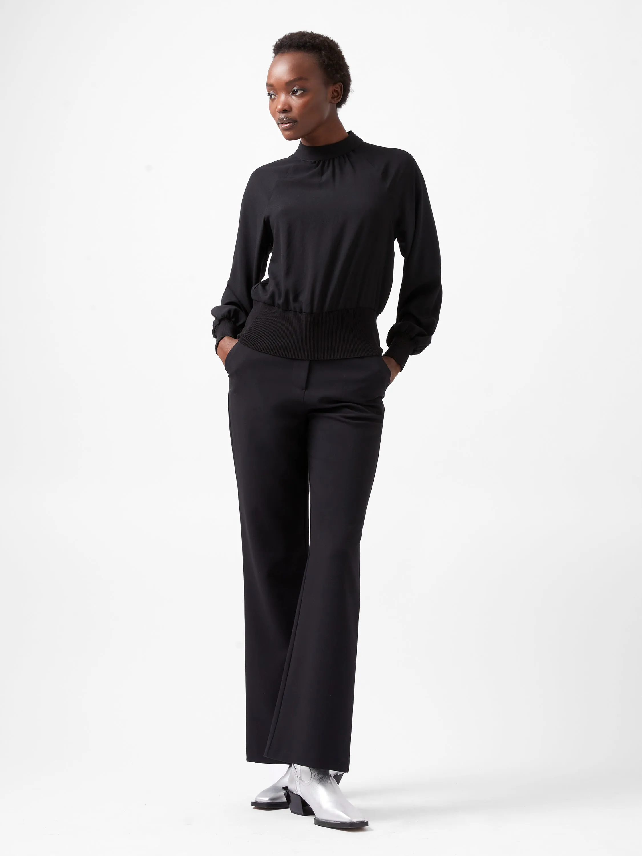 Krista Knit Long Sleeve Stand Neck Top