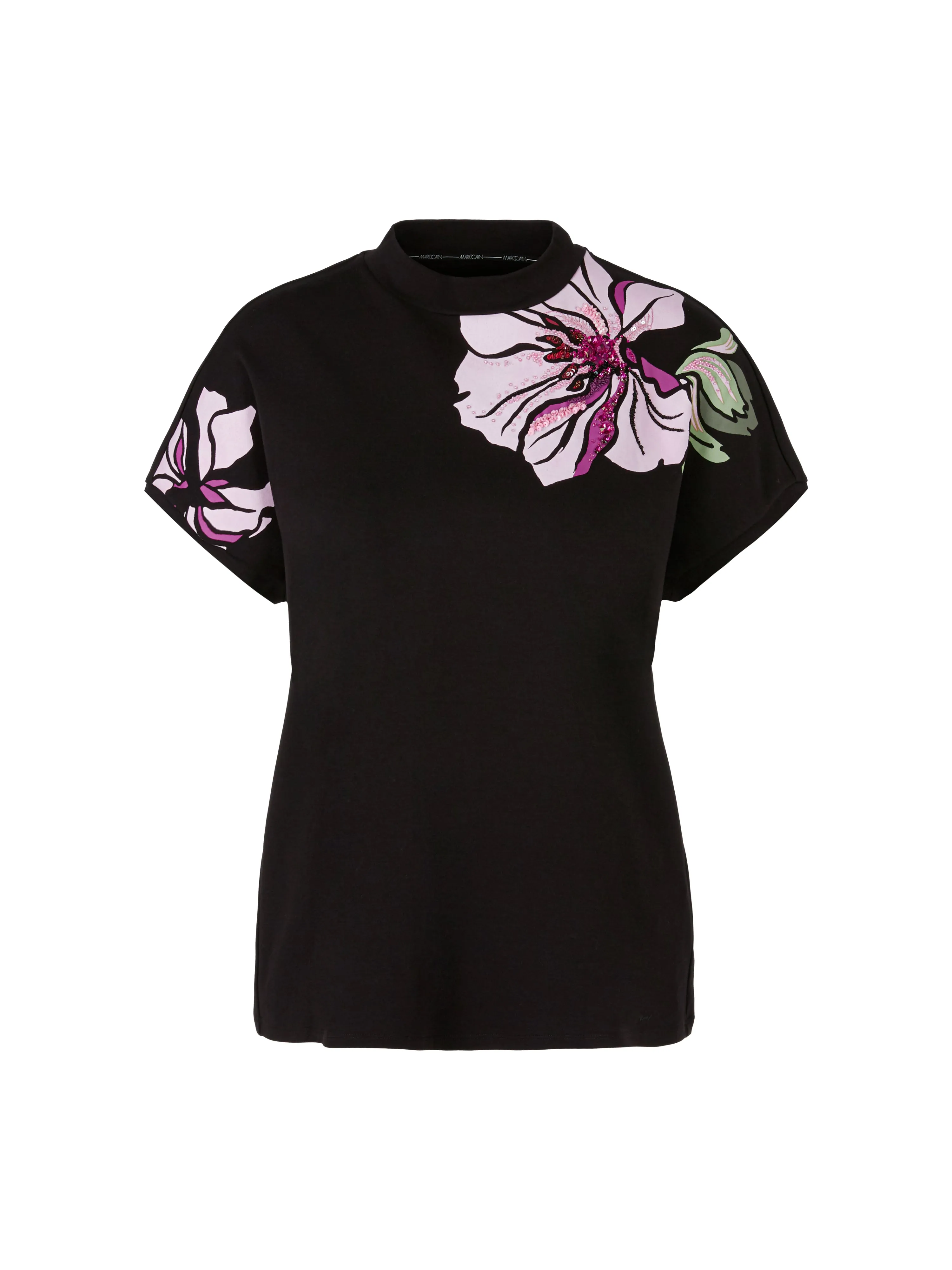 MARC CAIN Black Rose Printed T shirt