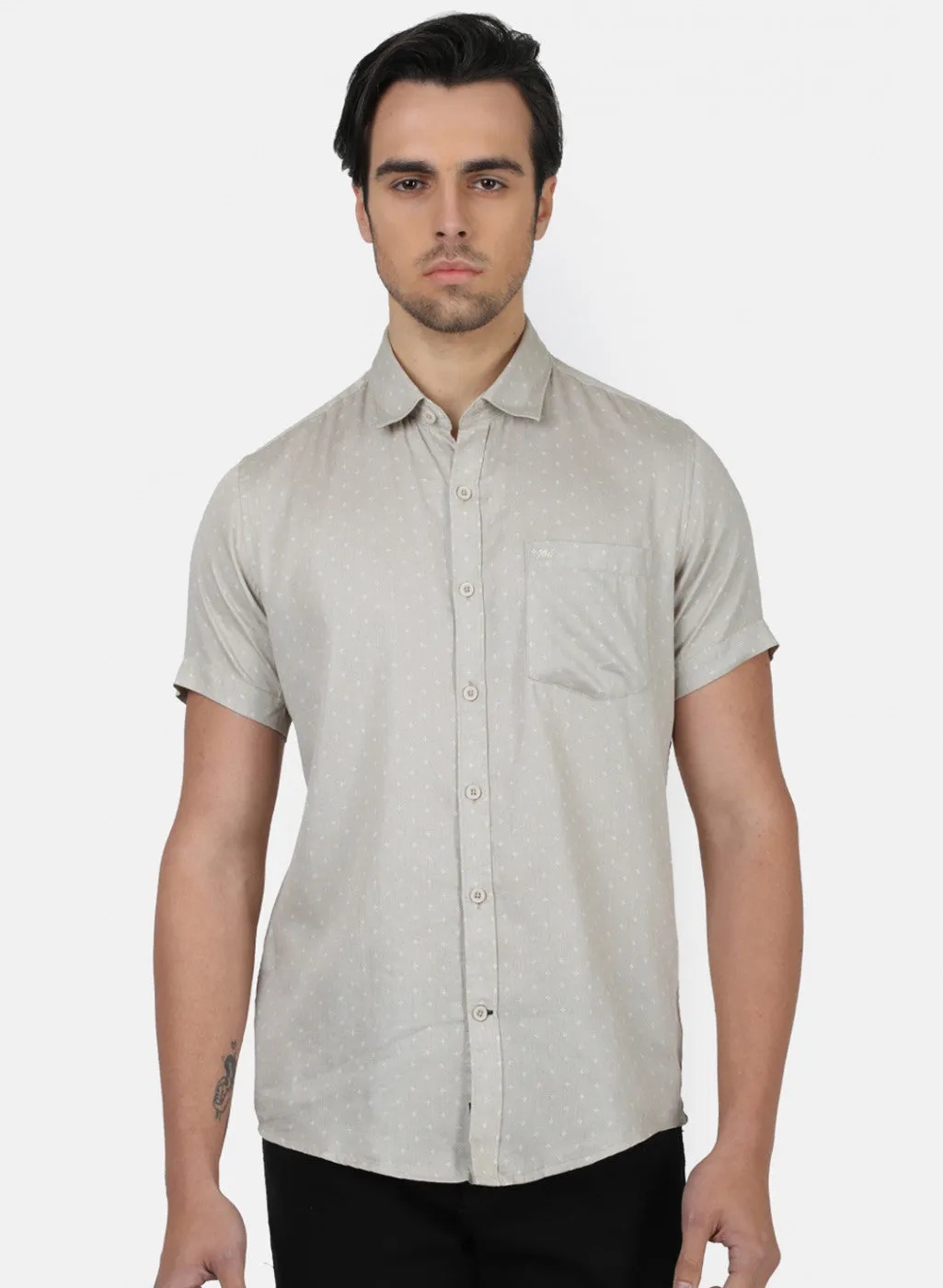Men Beige Printed Shirts