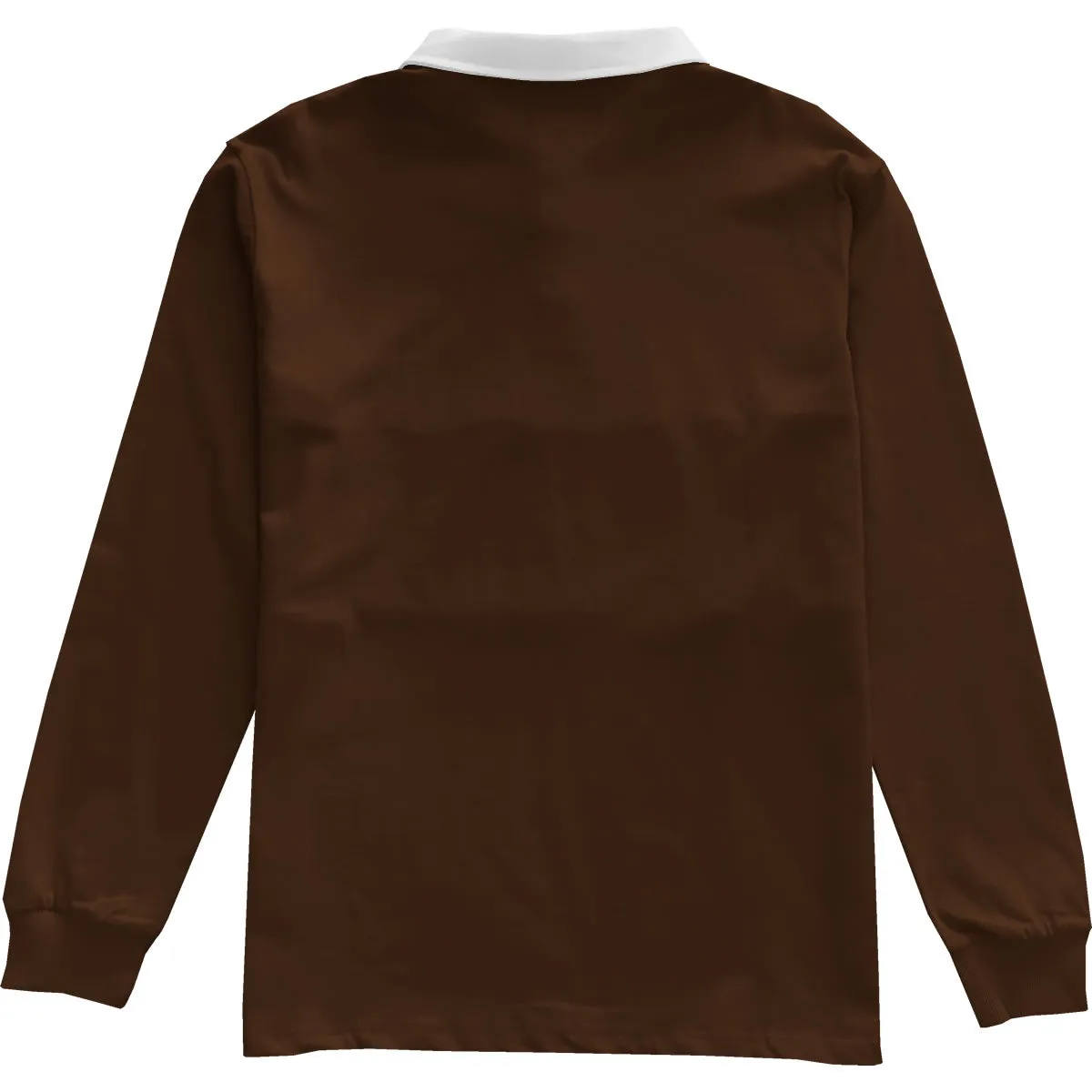 Mens Brown and White Striped Long Sleeve Polo Rugby Shirt