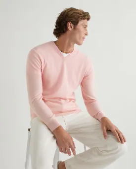 Men's Burlington V Neck Cashmere Jumper Pale Pink