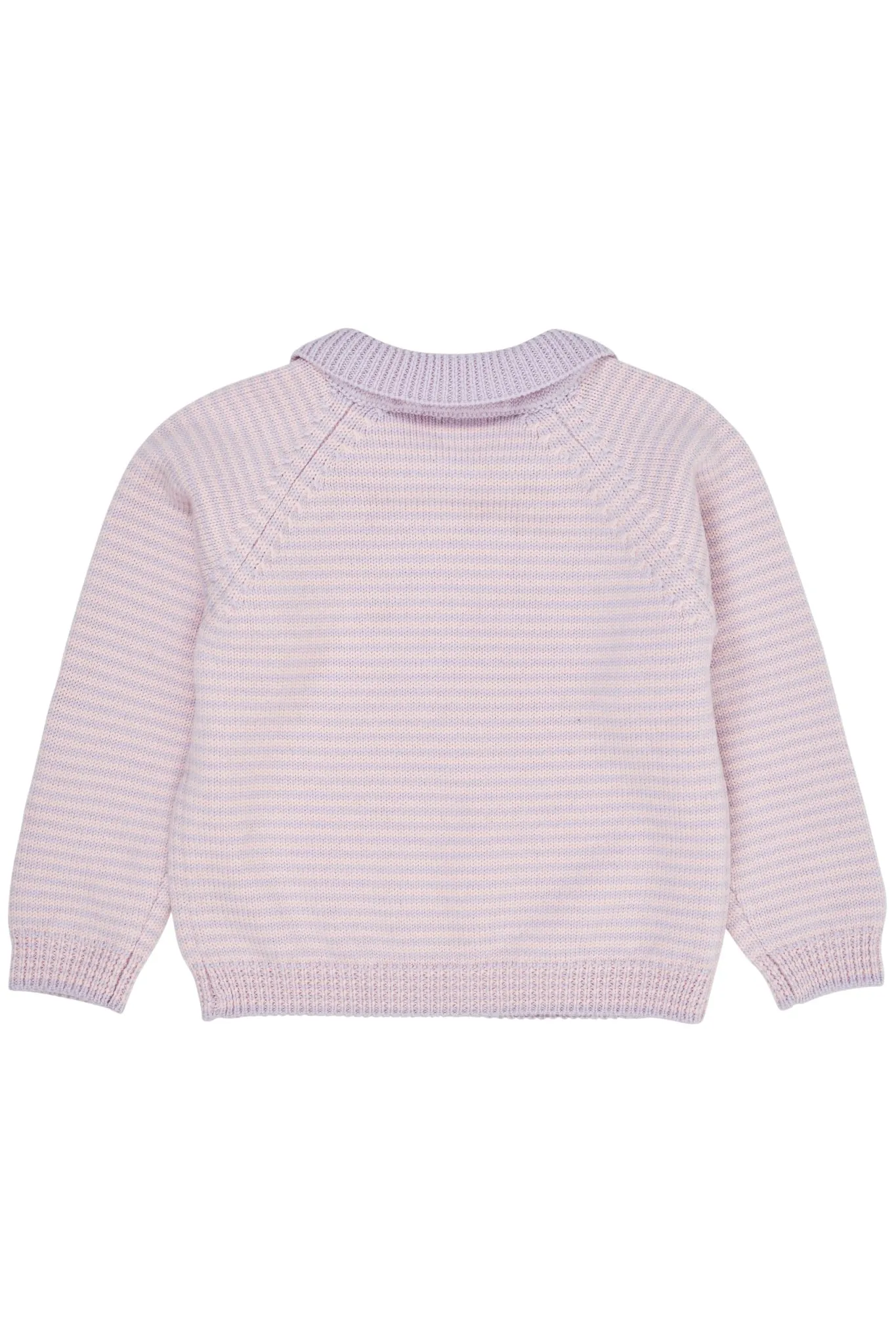 MERINO STRIPED BLOUSE W. COLLAR - LAVENDER/SOFT PINK STRIPE