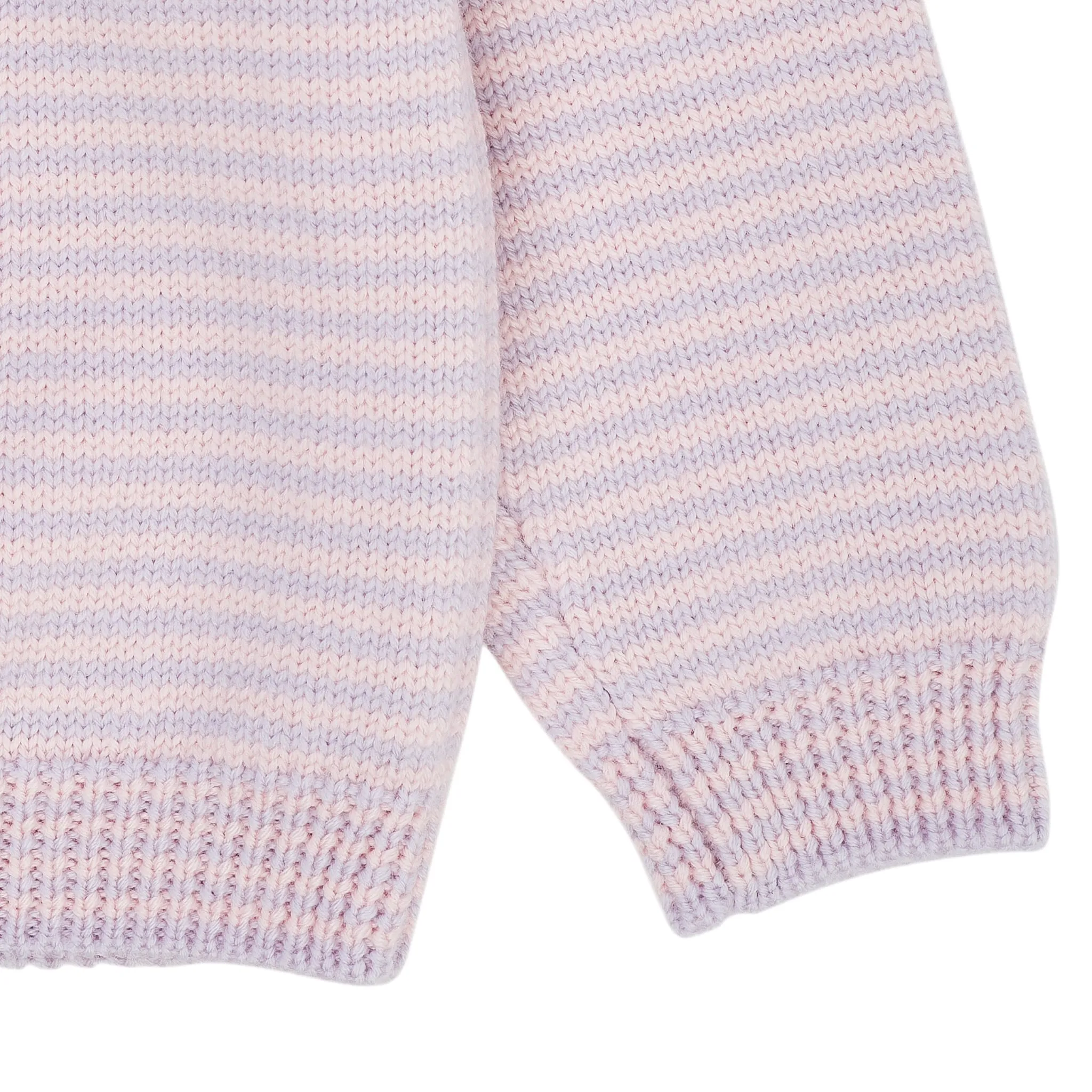 MERINO STRIPED BLOUSE W. COLLAR - LAVENDER/SOFT PINK STRIPE
