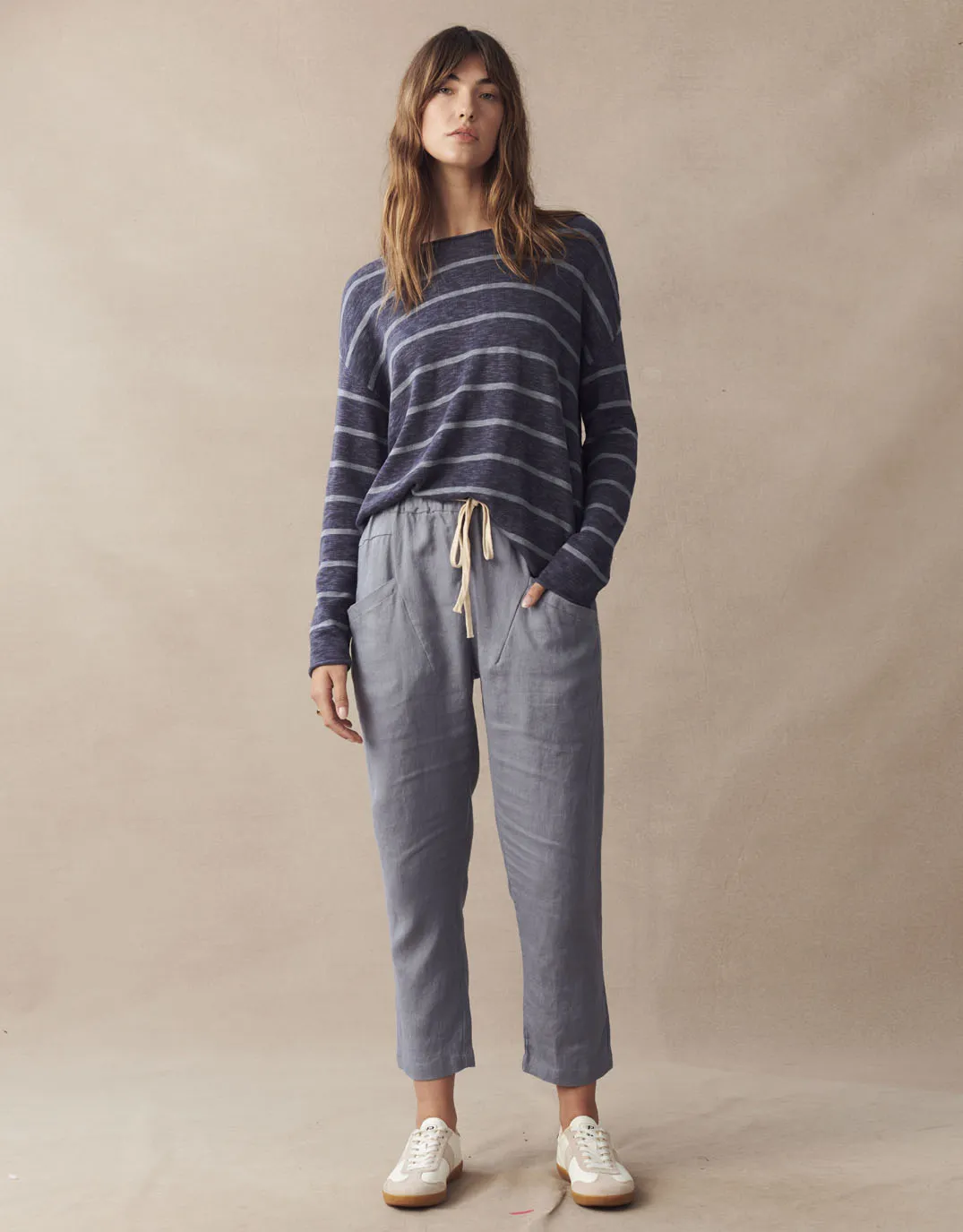 Minnie Knit Top - Ink/Grey Stripe