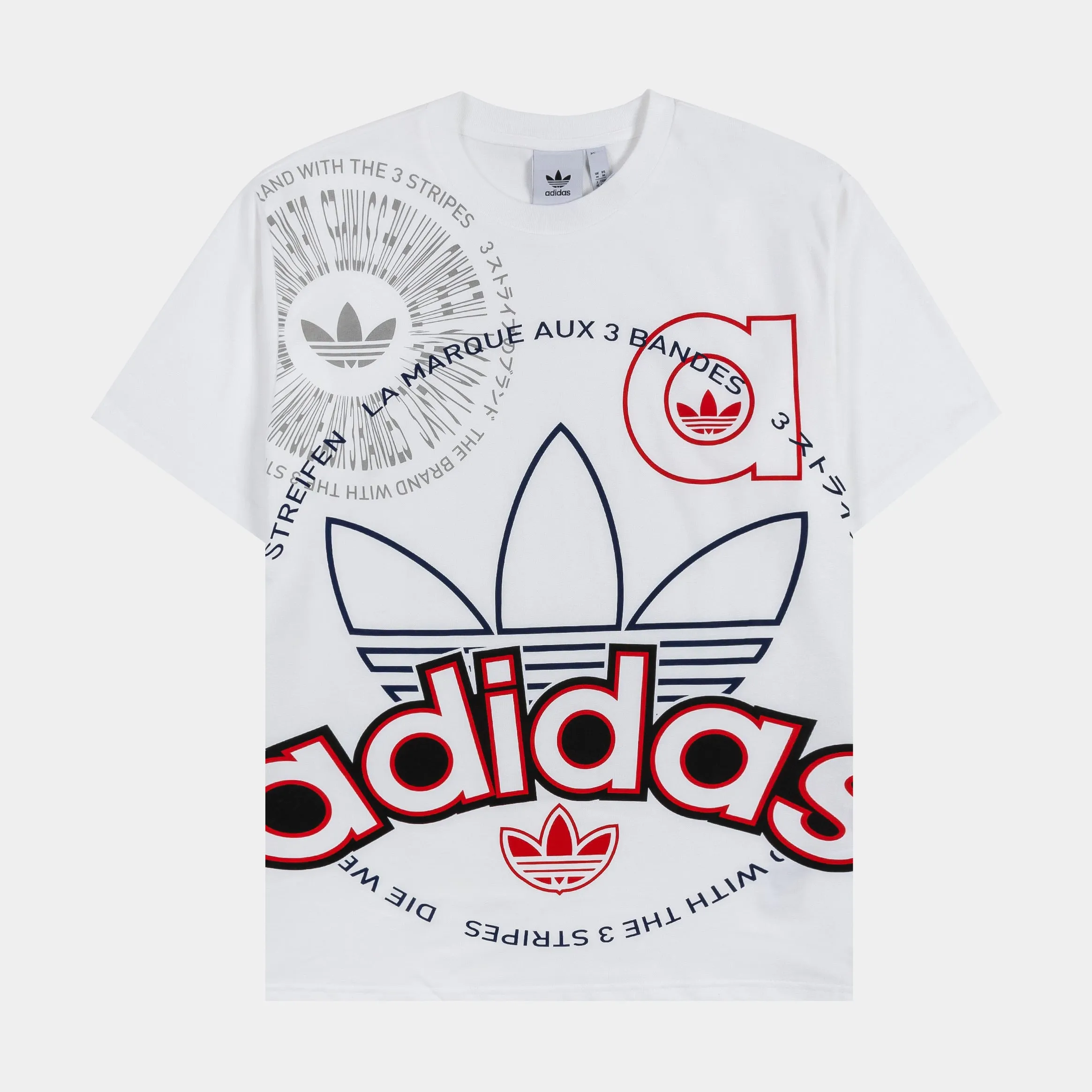 Multi Logo Essentials Mens Short Sleeve Shirt (White)