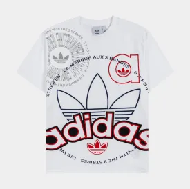 Multi Logo Essentials Mens Short Sleeve Shirt (White)