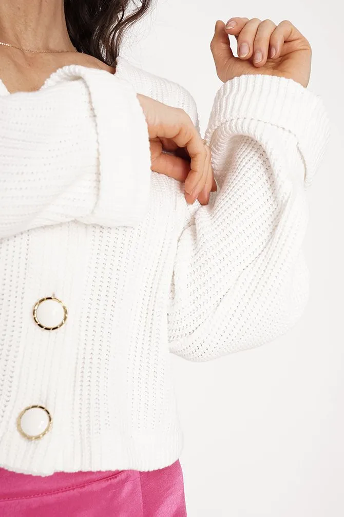Nancy Cotton Cardigan White