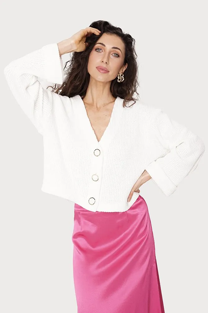 Nancy Cotton Cardigan White