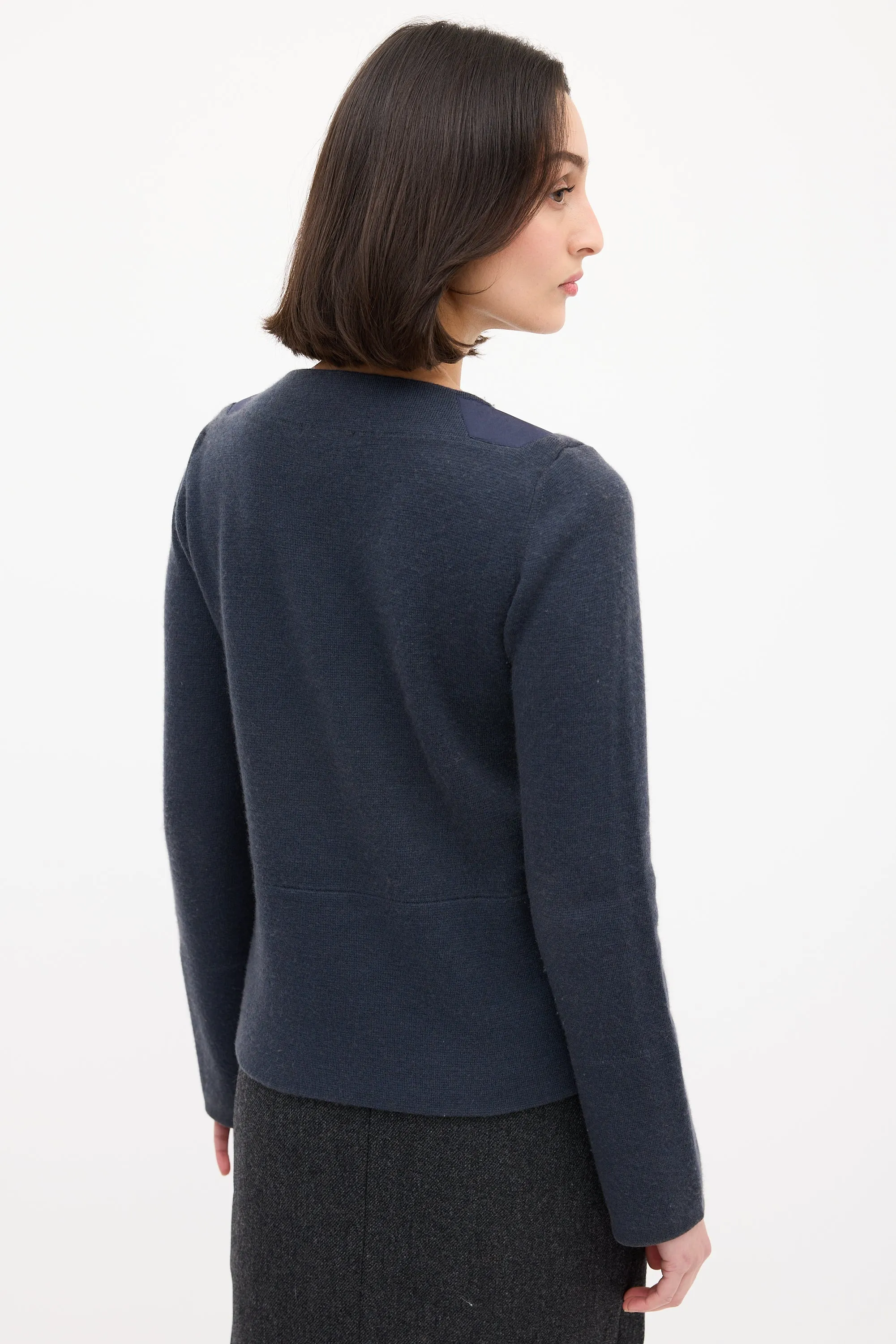 Navy Cashmere Slip Pocket Sweater