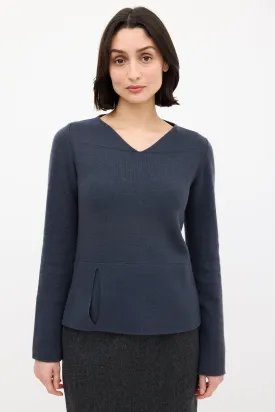 Navy Cashmere Slip Pocket Sweater