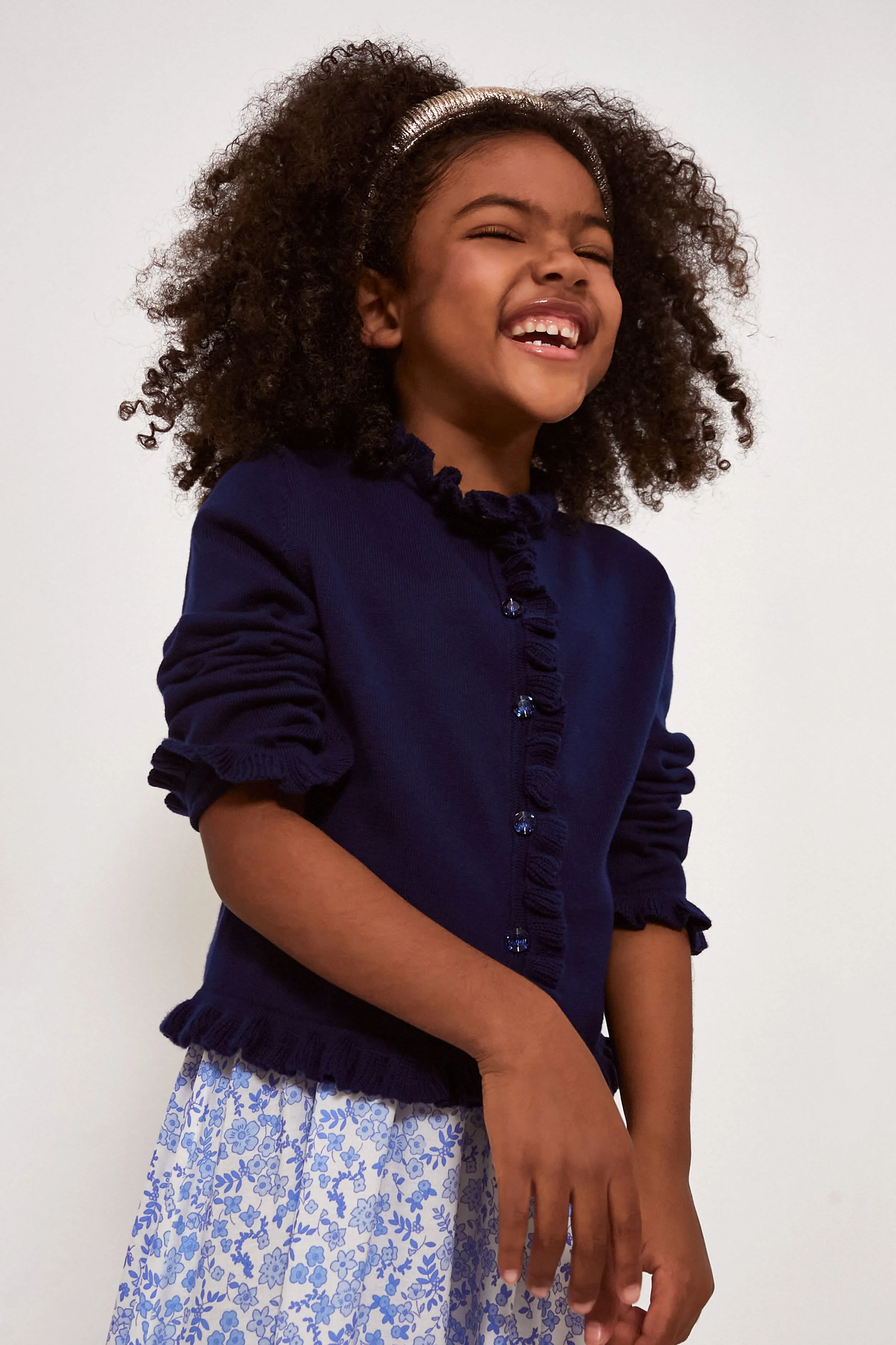 Navy Frill Cardigan