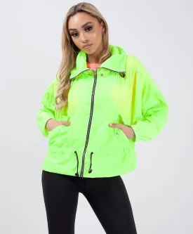 Neon Green Drawstring Waist Windbreaker Oversize Festival Jacket