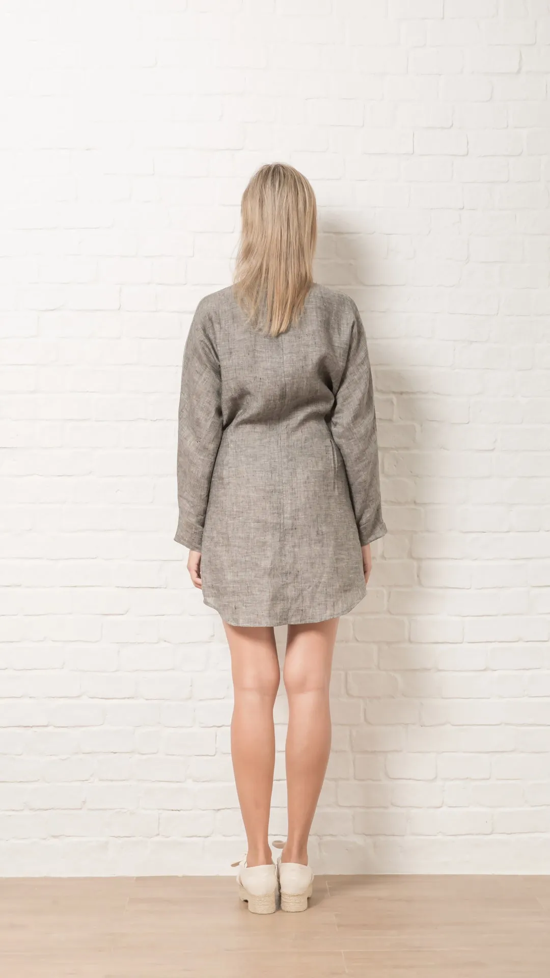 Ocean Breeze Silk-Linen Fish Button Dress