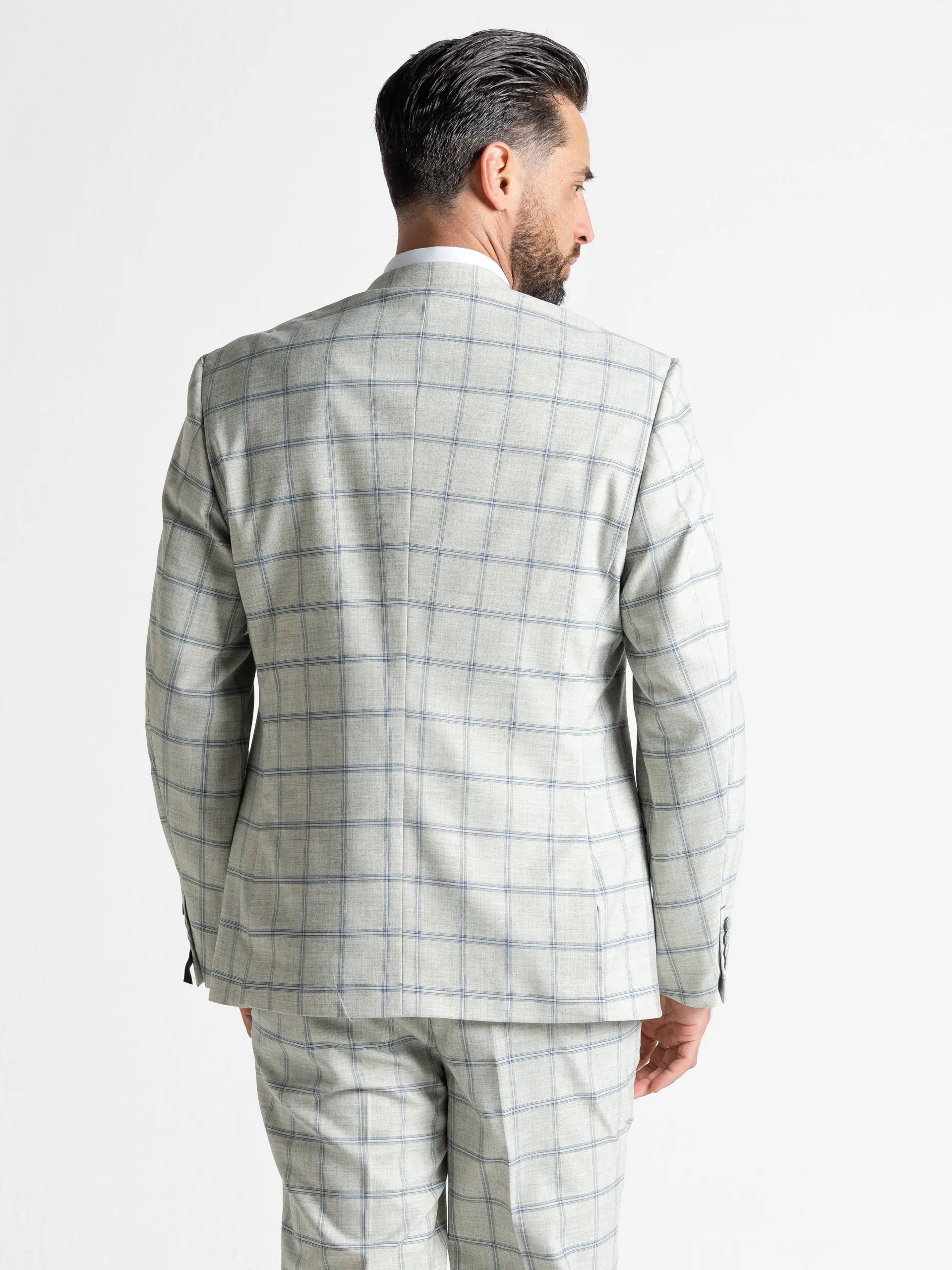 OXFORD PEARL RIVER WITH BLUE CHECKS DETAILING