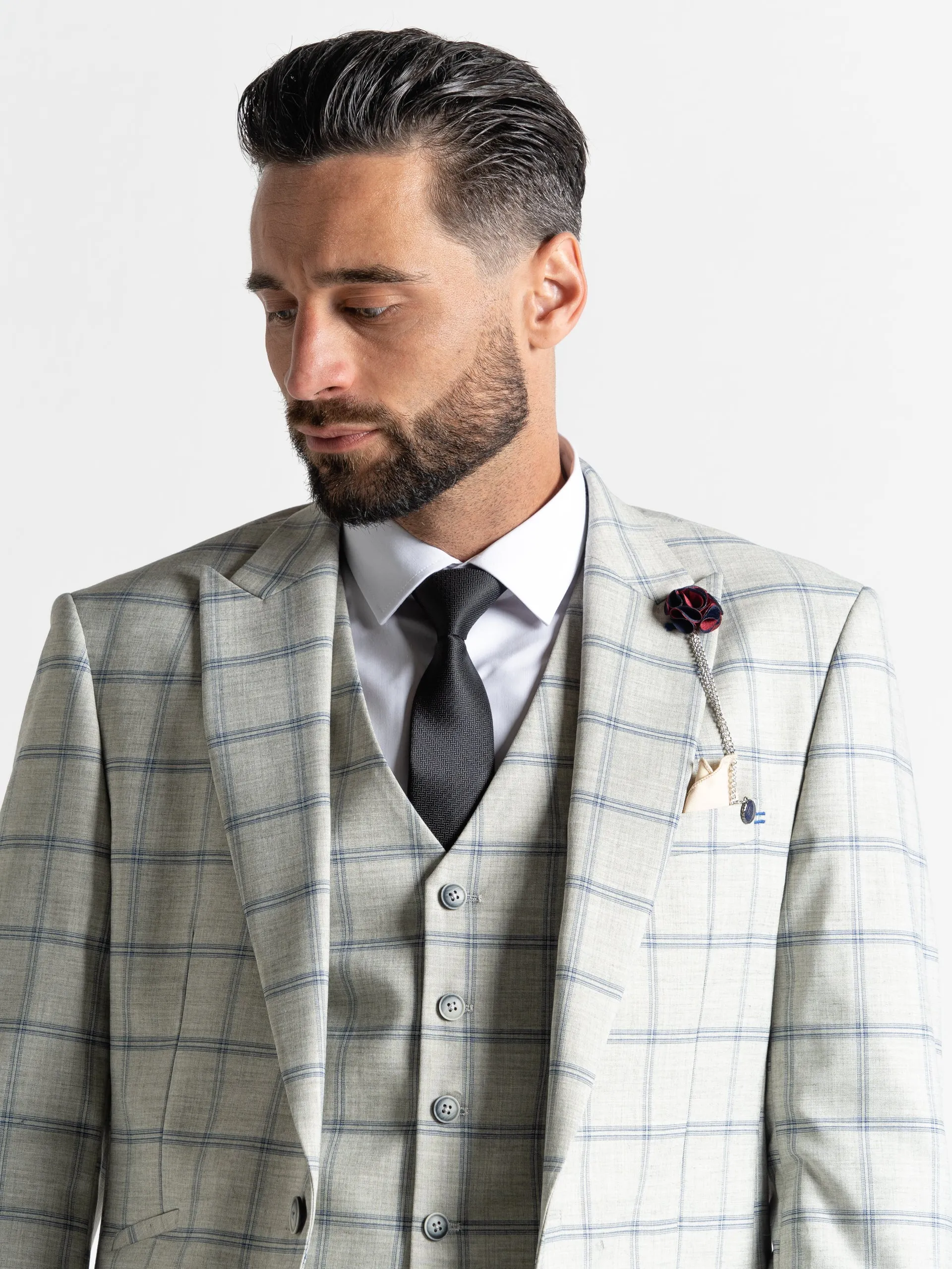OXFORD PEARL RIVER WITH BLUE CHECKS DETAILING