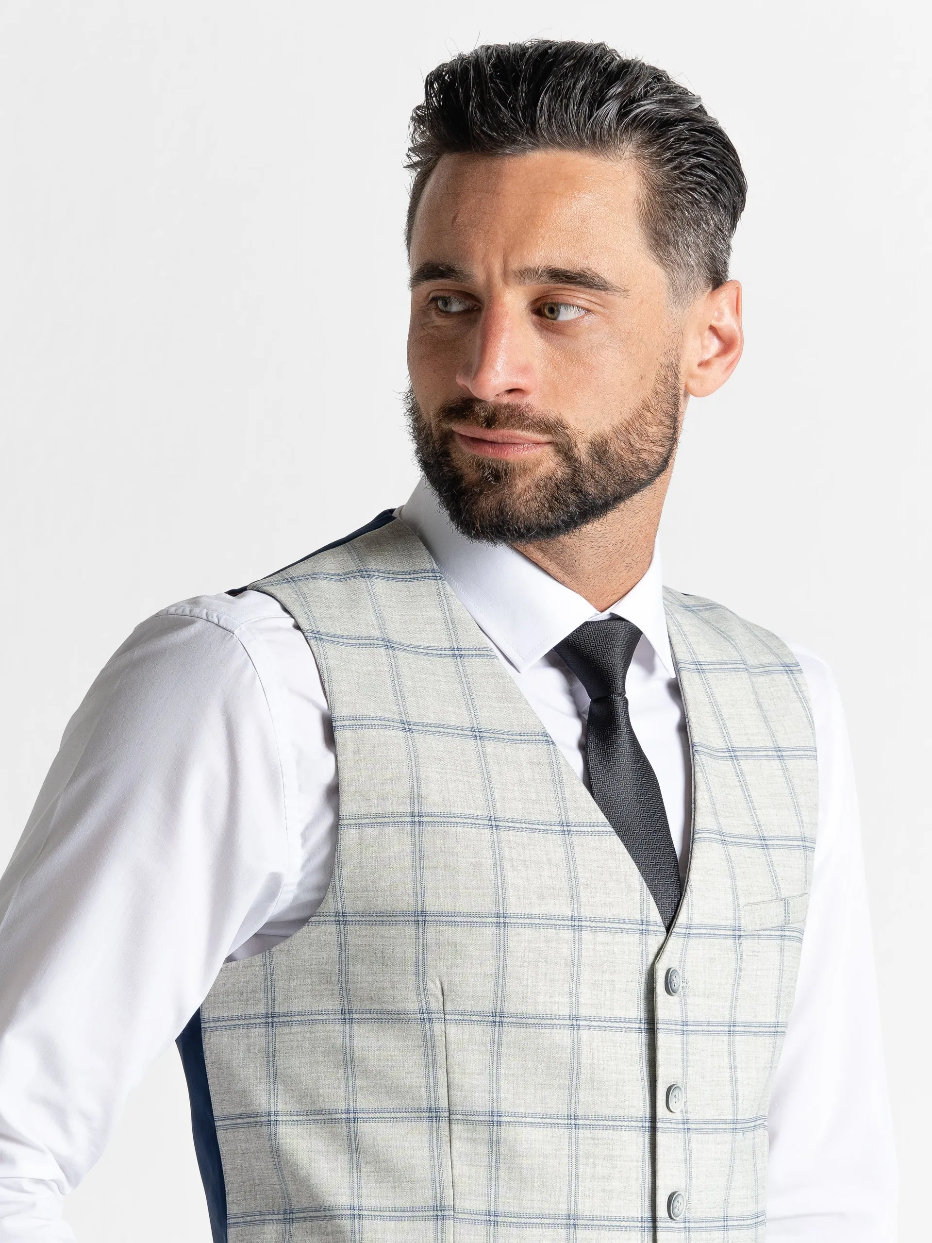 OXFORD PEARL RIVER WITH BLUE CHECKS DETAILING