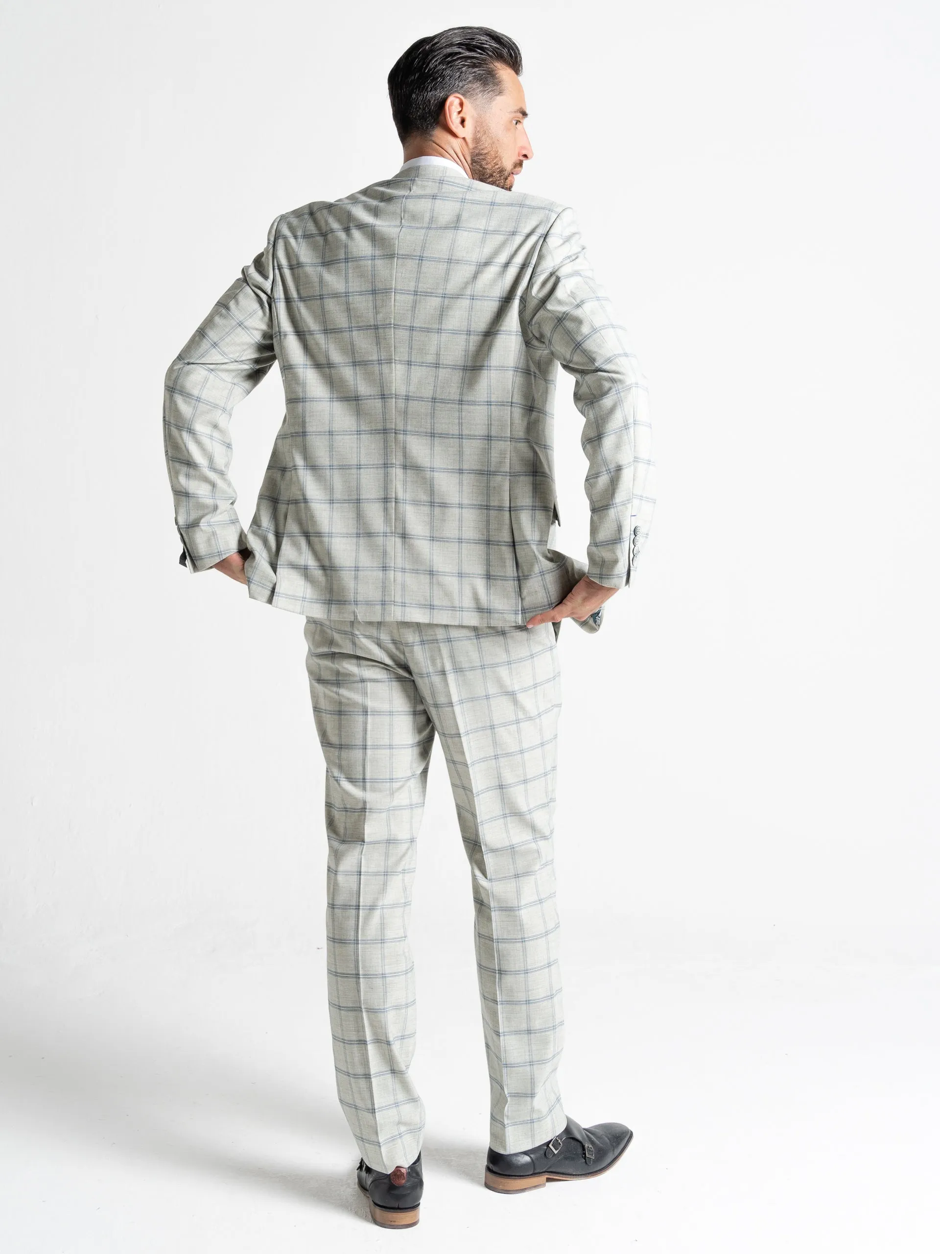 OXFORD PEARL RIVER WITH BLUE CHECKS DETAILING
