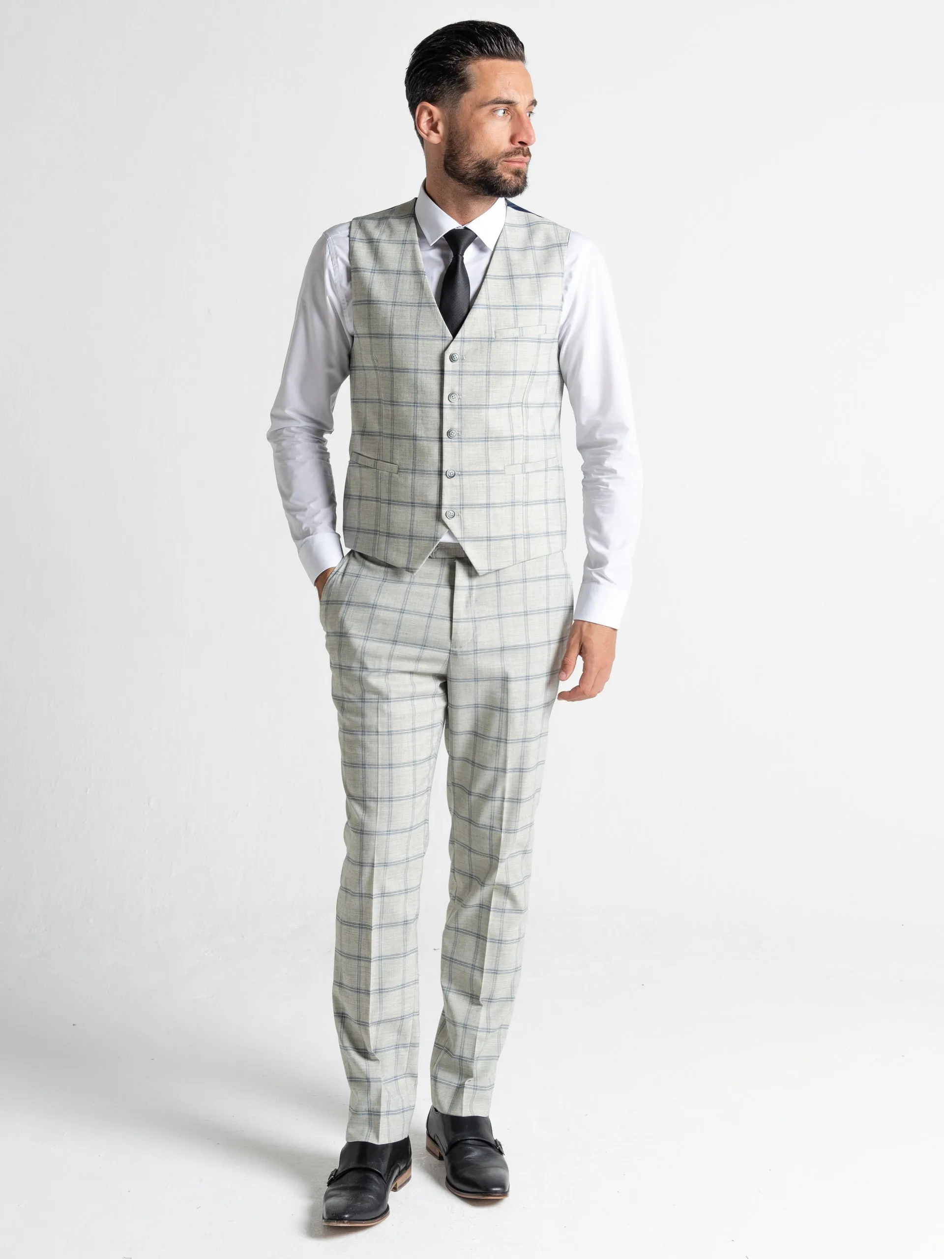 OXFORD PEARL RIVER WITH BLUE CHECKS DETAILING