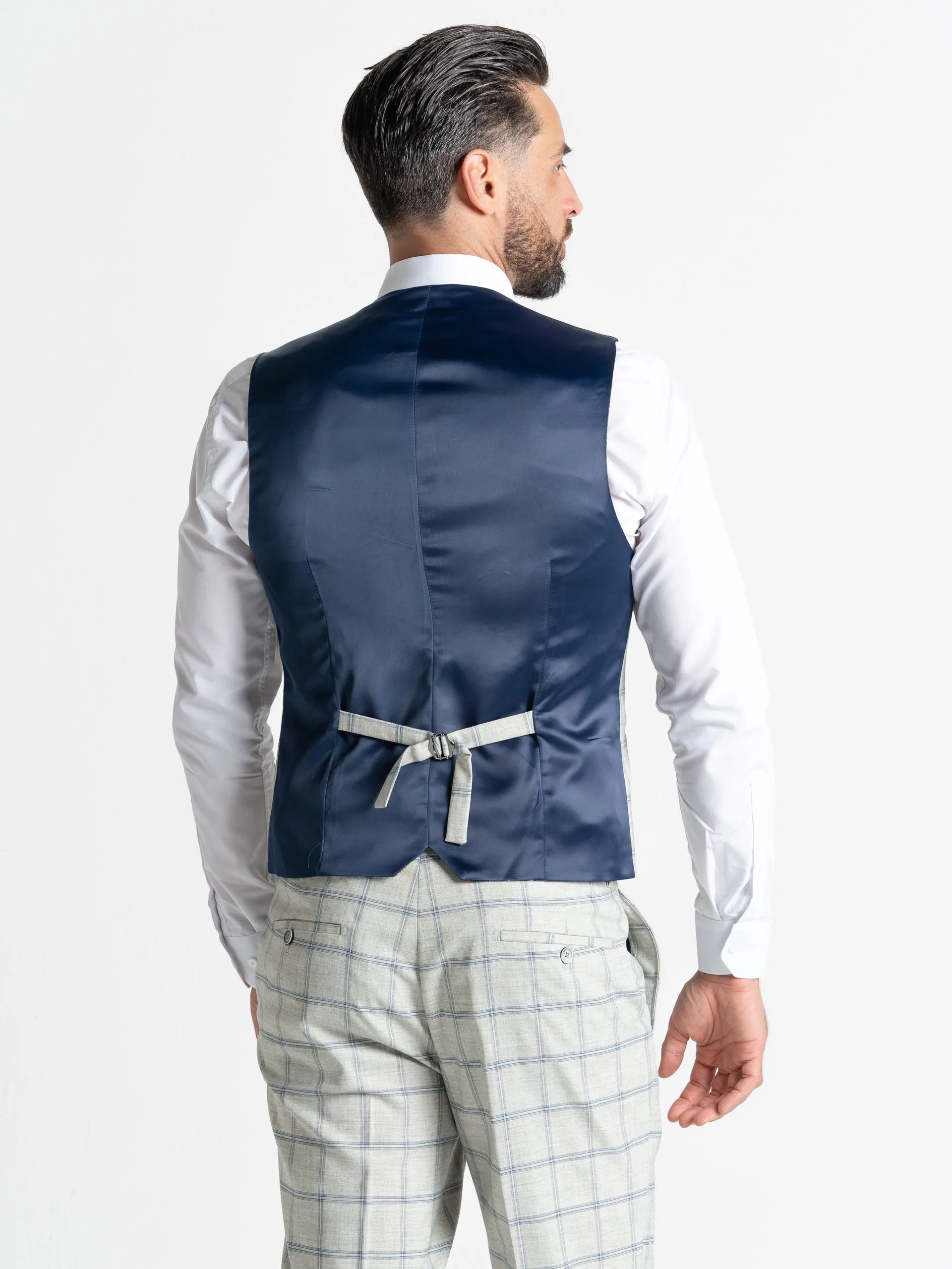 OXFORD PEARL RIVER WITH BLUE CHECKS DETAILING